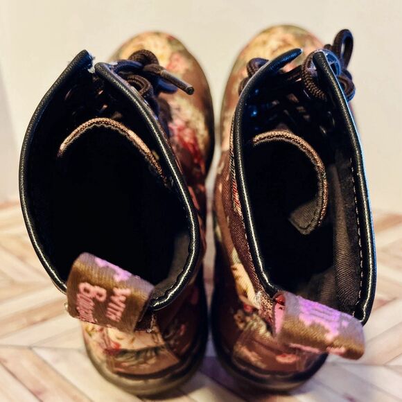 Dr Martens 1460 Victorian Roses Floral Canvas Women's 6 Brown Pink Combat Boots - Picture 8 of 8